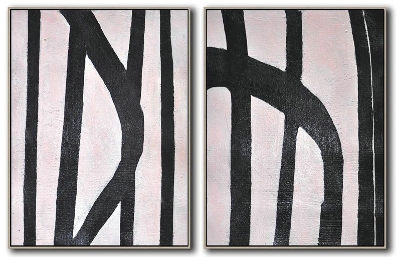 Extra Large Canvas Art,Set Of 2 Minimal Painting On Canvas,Abstract Artwork Online #H2E1
